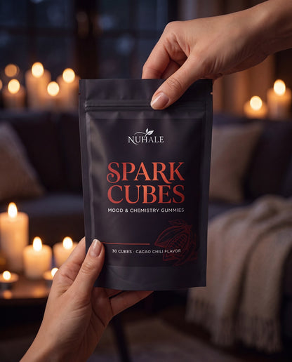 Hand holding a Nuhale Spark Cube